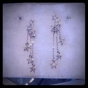 Rhodium silver Star earrings